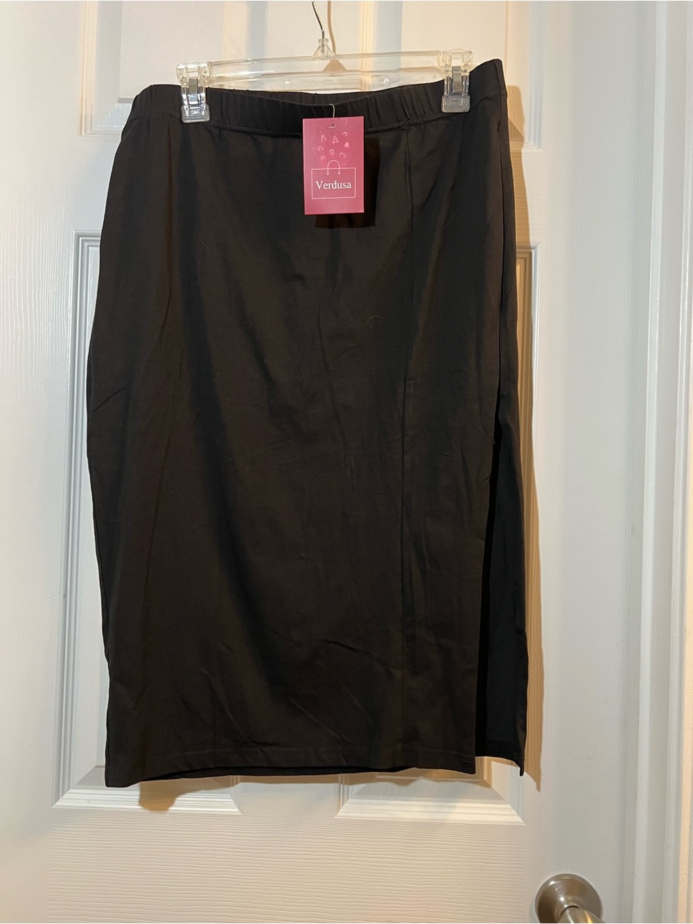 🦋 NWT Verdusa Black Pencil Skirt with Side Slit and Elastic Waist size large